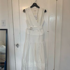 Commense White Belted Maxi Dress